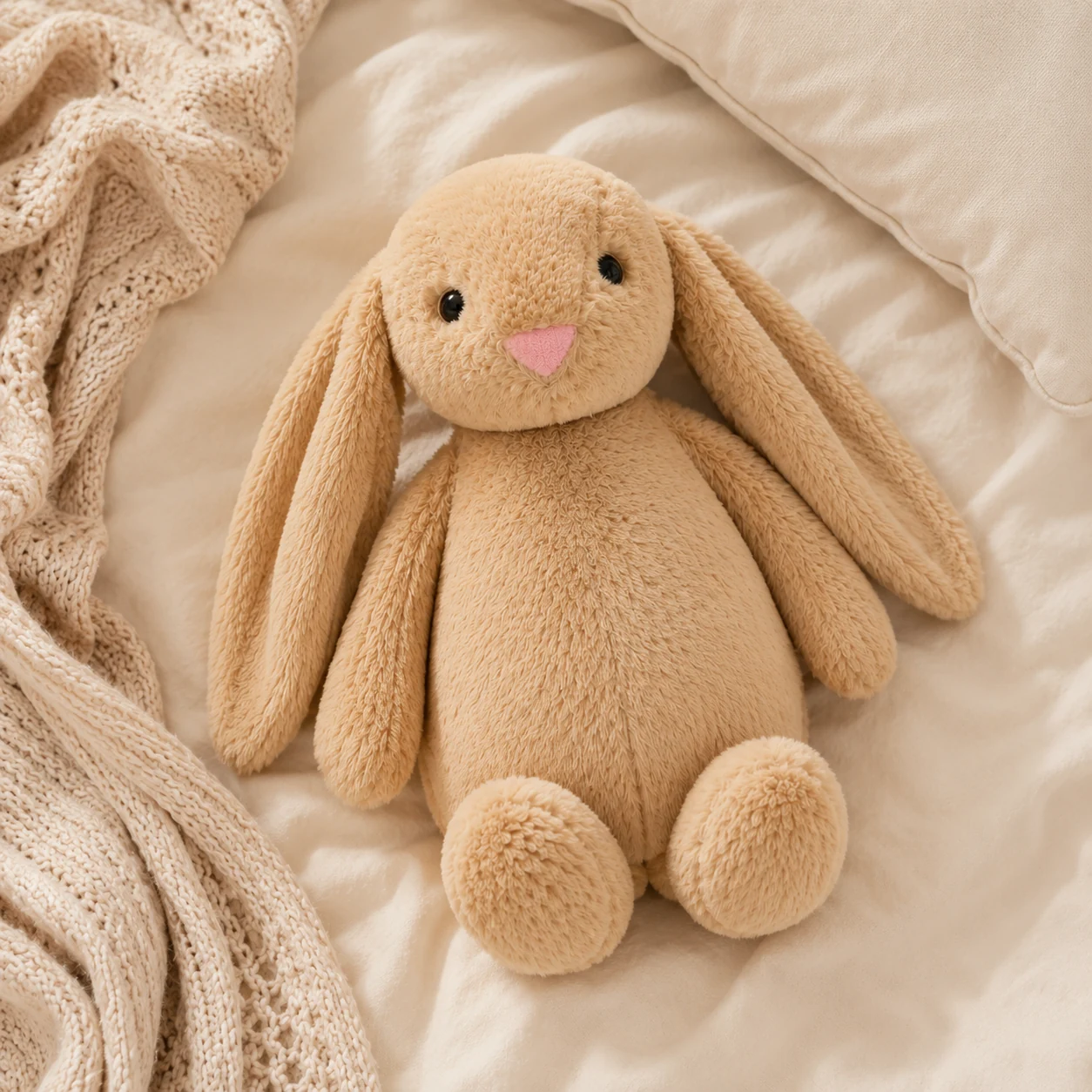 MXN Store bunny on cozy bedding